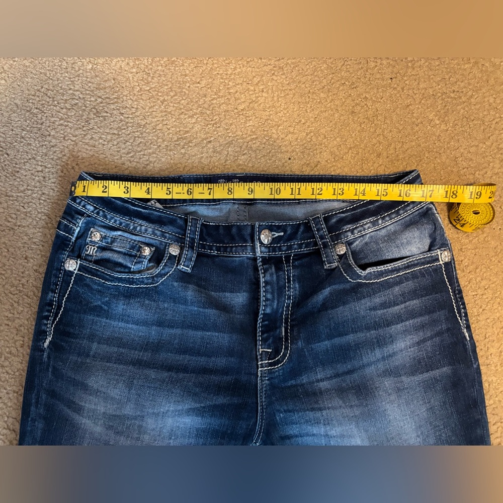 Miss Me Dark Blue Boot Cut Jeans with Decorative Pocket - Picture 11 of 13